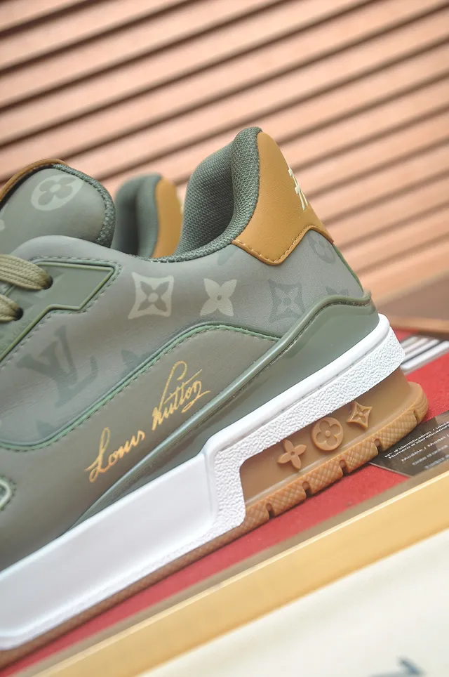 Louis Vuitton Green Beige Monogram-Print Upper Sculpted White Midsole Lifestyle Sneakers 2