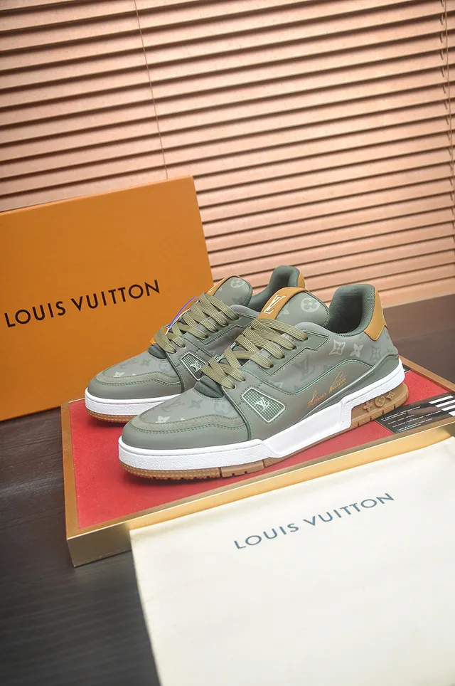 Louis Vuitton Green Beige Monogram-Print Upper Sculpted White Midsole Lifestyle Sneakers 3