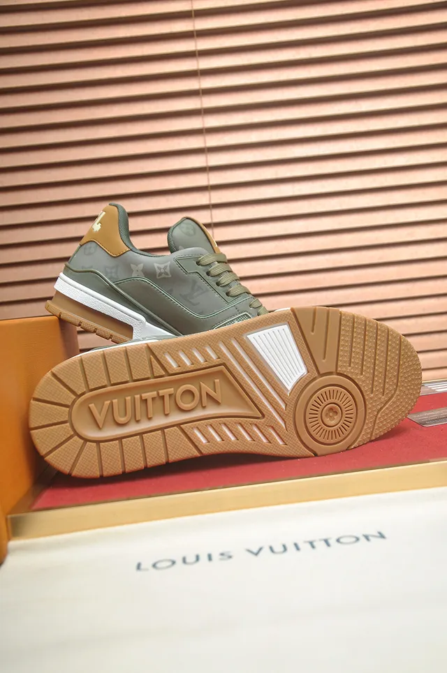 Louis Vuitton Green Beige Monogram-Print Upper Sculpted White Midsole Lifestyle Sneakers 4