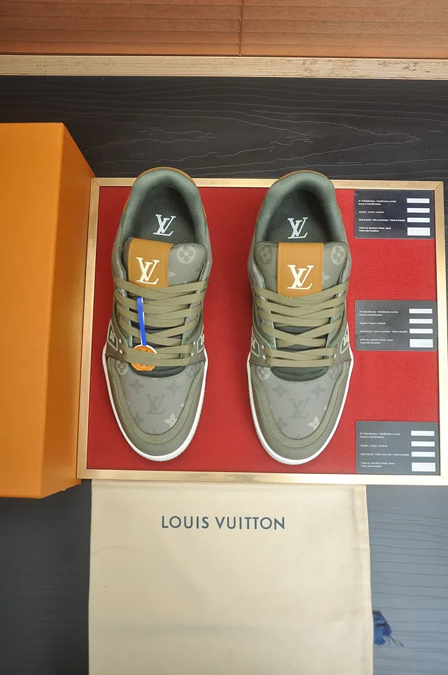 Louis Vuitton Green Beige Monogram-Print Upper Sculpted White Midsole Lifestyle Sneakers 5