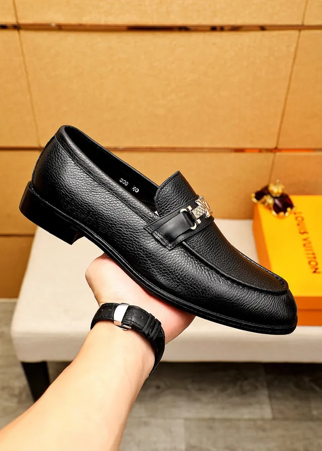 Louis Vuitton Horsebit 1955 mocassim preto couro granulado mocassins 4