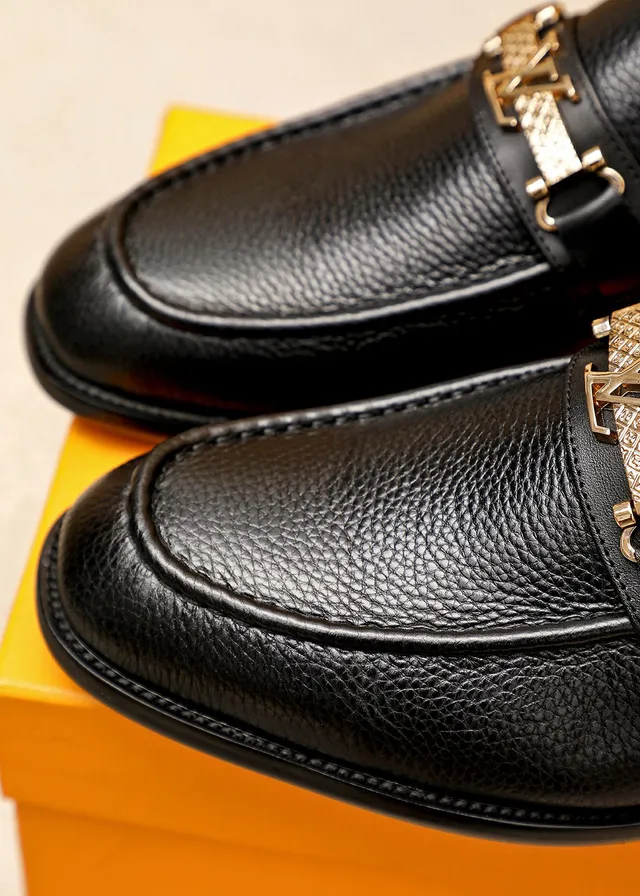 Louis Vuitton Horsebit 1955 mocassim preto couro granulado mocassins 6