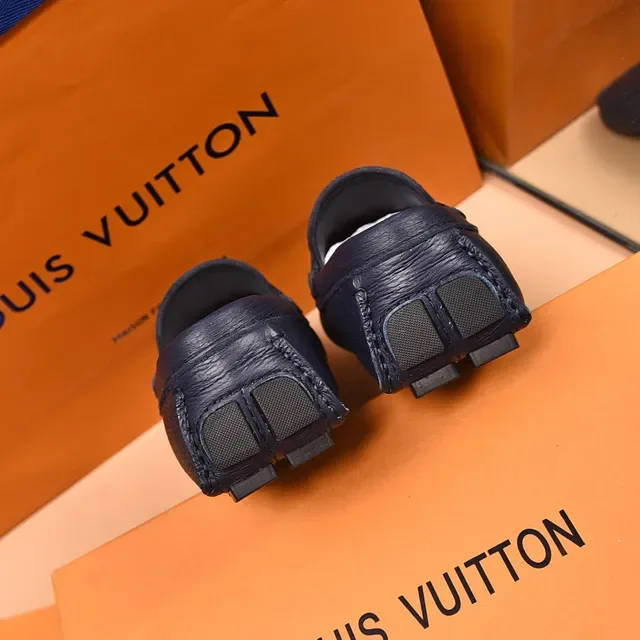Louis Vuitton Horsebit 1955 Navy Blue Pebbled Leather Loafers 3