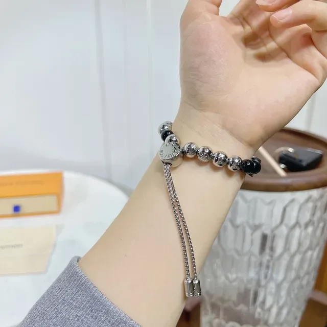 Louis Vuitton Iconic Beads Silver and Green Stone Bracelet 4