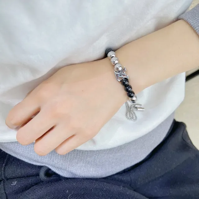 Louis Vuitton Iconic Beads Silver and Green Stone Bracelet 6