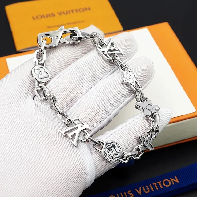 Louis Vuitton Iconic Chain Bracelet Silver and Gold Tone Metal Bracelets 2