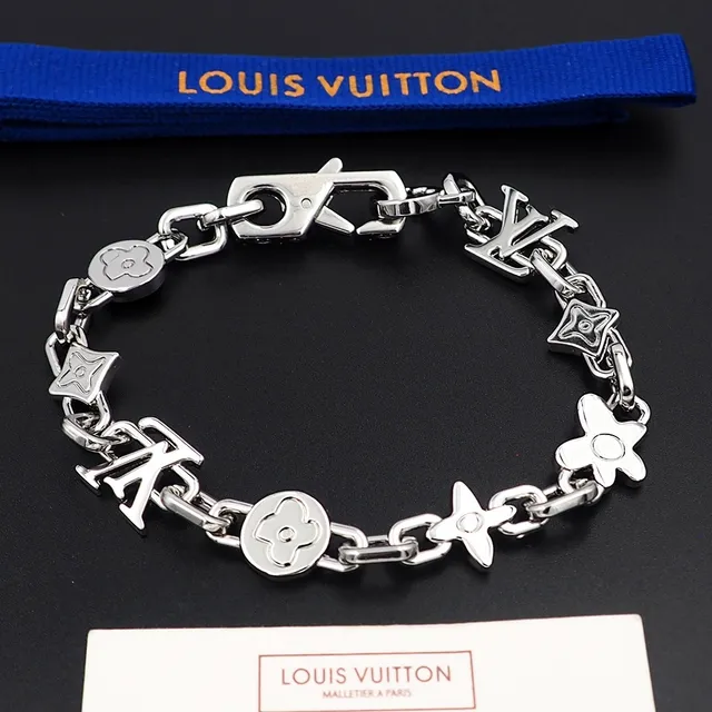 Louis Vuitton Iconic Chain Bracelet Silver and Gold Tone Metal Bracelets 5