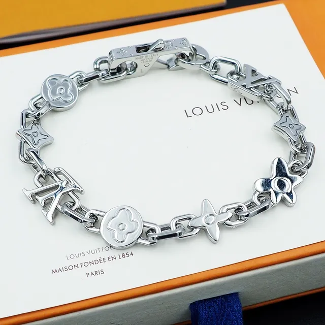 Louis Vuitton Iconic Chain Bracelet Silver and Gold Tone Metal Bracelets 6
