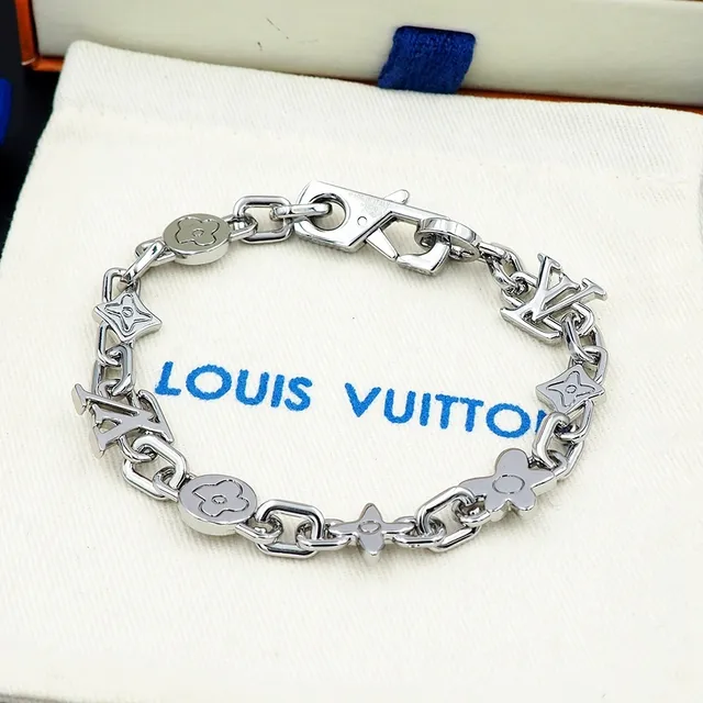 Louis Vuitton Iconic Chain Bracelet Silver and Gold Tone Metal Bracelets 7