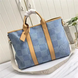 Louis Vuitton Keepall Bandoulière Damier Azur Blue Tote Bag