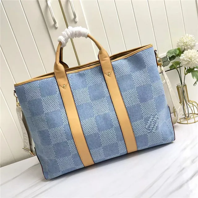 Sac Louis Vuitton Keepall Bandoulière Damier Azur Bleu 5