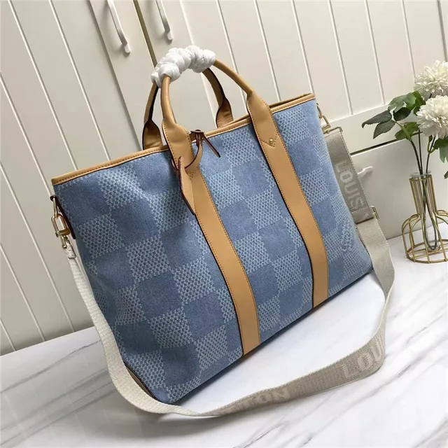 Sac Louis Vuitton Keepall Bandoulière Damier Azur Bleu 8