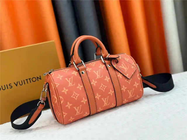 Louis Vuitton Keepall Noir Orange Monogram Canvas Silhouette Baril Sac Boston 9