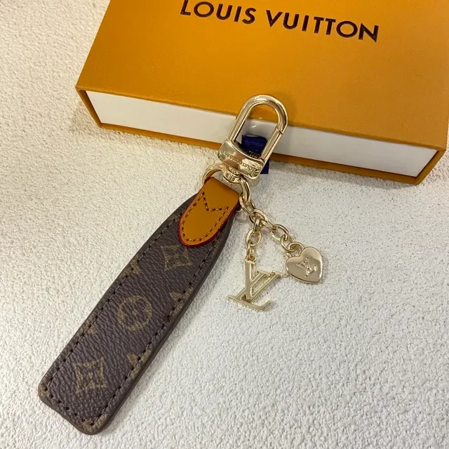 Louis Vuitton Key Strap Brown Beige Monogram Canvas Tan Leather Accent Crossbody Bag 4