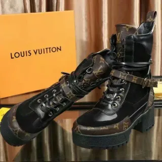 Louis Vuitton Le Cagole Boot Black and Monogram Canvas Ankle Boots