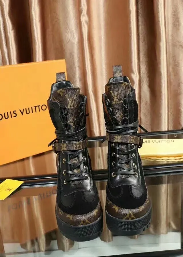 Louis Vuitton Le Cagole Boot Black and Monogram Canvas Ankle Boots 3