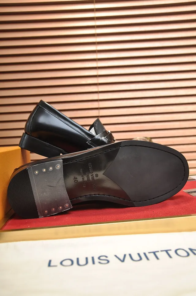 Louis Vuitton Loafer Black Gold Monogram Canvas Vamp Polished LV Buckle Loafer 3