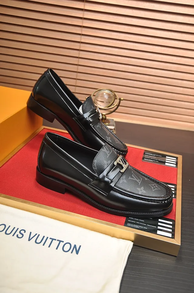 Louis Vuitton Loafer Black Gold Monogram Canvas Vamp Polished LV Buckle Loafer 4