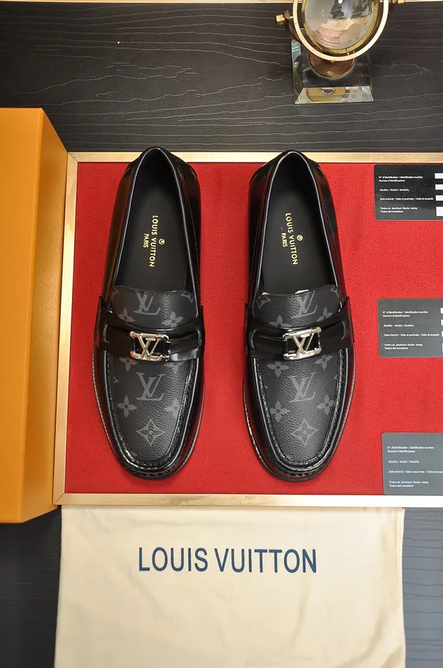 Louis Vuitton Loafer Black Gold Monogram Canvas Vamp Polished LV Buckle Loafer 5