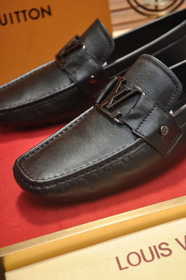 Louis Vuitton Loafer Black Leather LV Buckle Strap Loafers 3