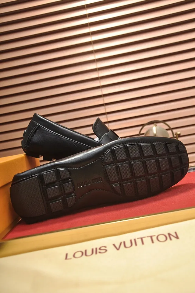 Louis Vuitton Loafer Black Leather LV Buckle Strap Loafers 4