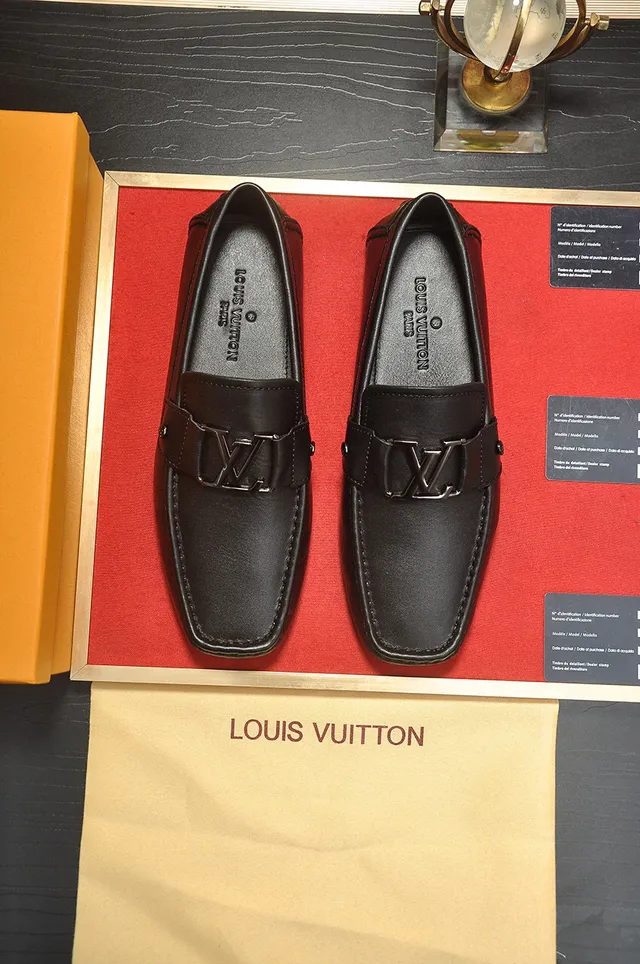 Louis Vuitton Loafer Black Leather LV Buckle Strap Loafers 9