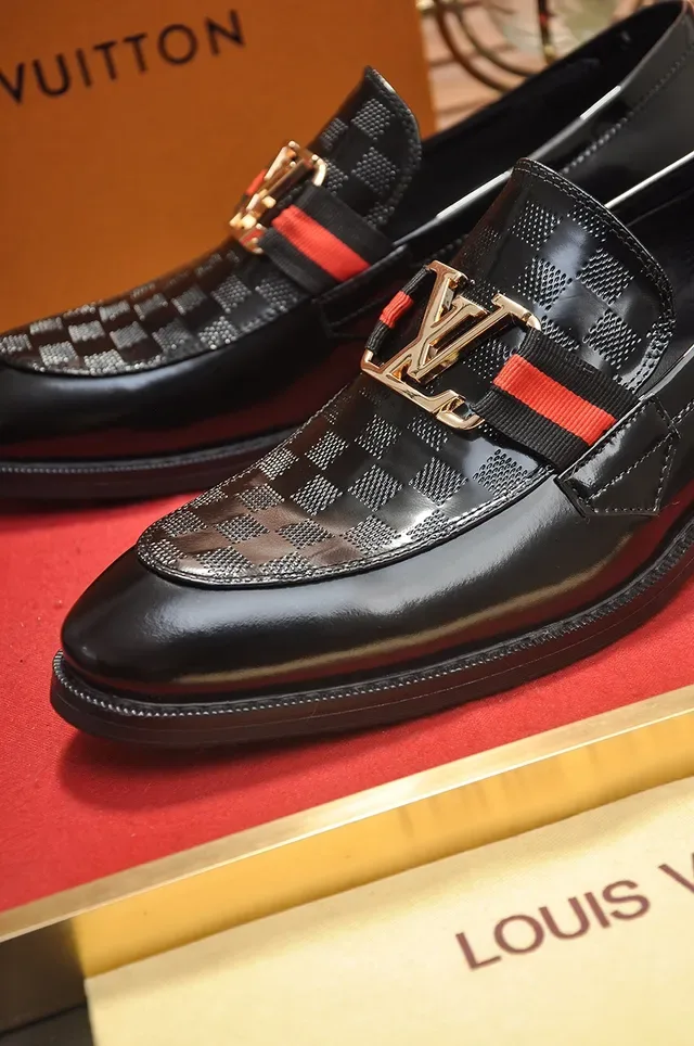 Louis Vuitton Loafer Black Red Patent Leather Monogram Canvas Vamp Loafer 2