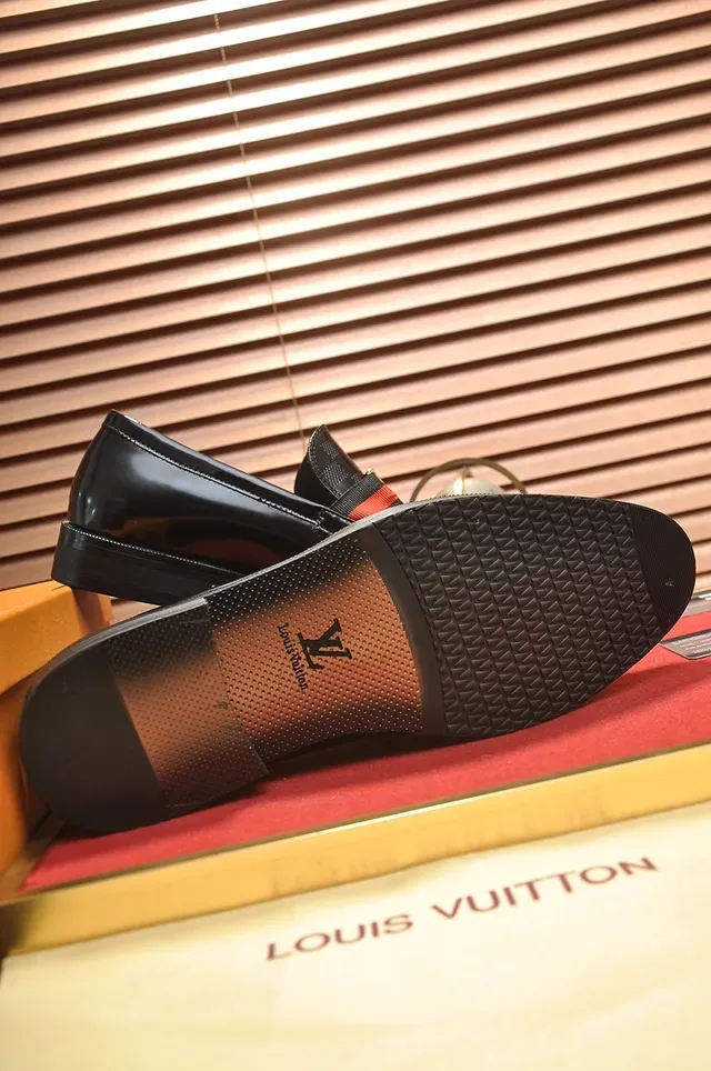 Louis Vuitton Loafer Black Red Patent Leather Monogram Canvas Vamp Loafer 3