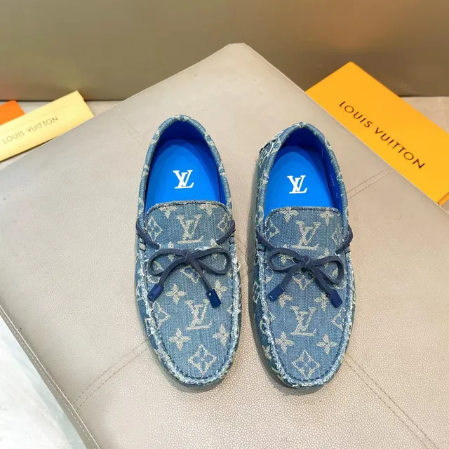 Louis Vuitton Loafer Blue Beige Denim Upper Monogram Print Loafer 2
