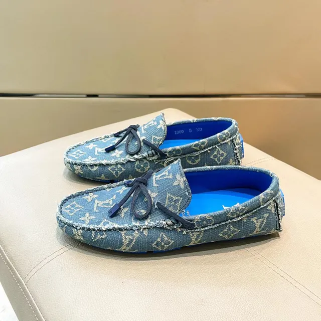 Louis Vuitton Loafer Blue Beige Denim Upper Monogram Print Loafer 3