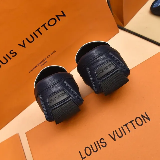 Louis Vuitton Loafer Blue Monogram Canvas and Navy Leather Slip-On Loafers 2