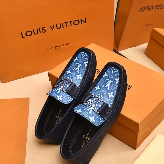 Louis Vuitton Loafer Blue Monogram Canvas and Navy Leather Slip-On Loafers 3