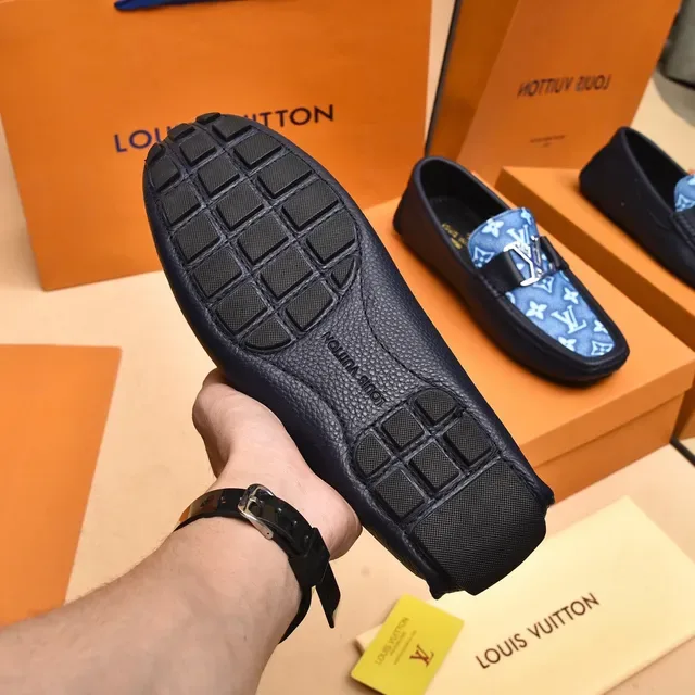 Louis Vuitton Loafer Blue Monogram Canvas and Navy Leather Slip-On Loafers 4