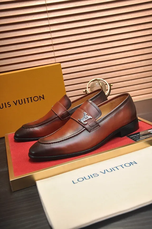 Louis Vuitton Loafer Brown Leather LV Buckle Loafers 4