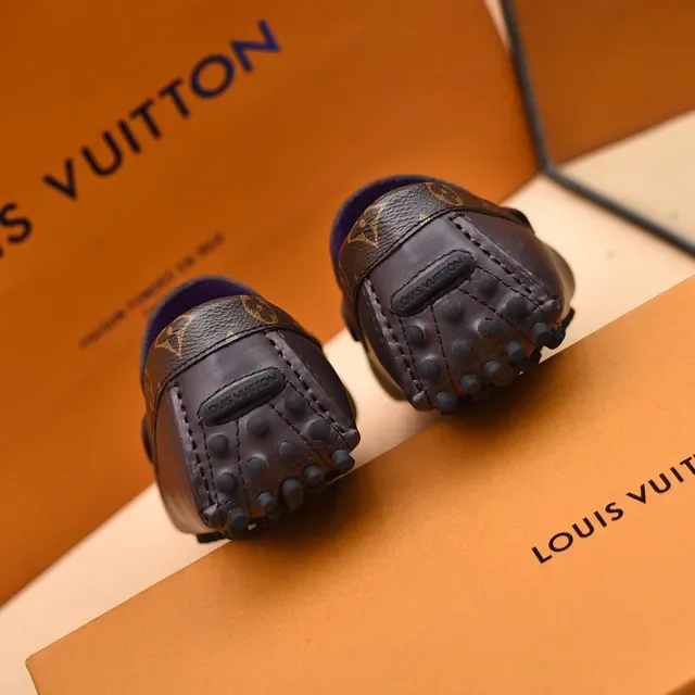 Louis Vuitton Loafer Brown Leather Monogram Strap Gold Buckle Loafers 2