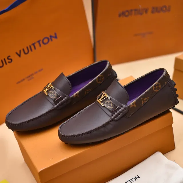 Louis Vuitton Loafer Brown Leather Monogram Strap Gold Buckle Loafers 8