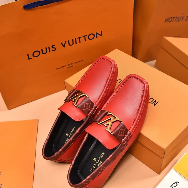 Louis Vuitton Loafer Red Brown Smooth Leather Monogrammed Strap Loafer 3