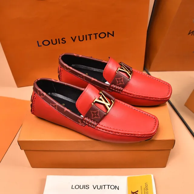 Louis Vuitton Loafer Red Brown Smooth Leather Monogrammed Strap Loafer 7