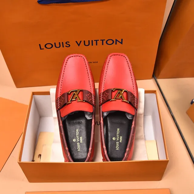 Louis Vuitton Loafer Red Brown Smooth Leather Monogrammed Strap Loafer 9
