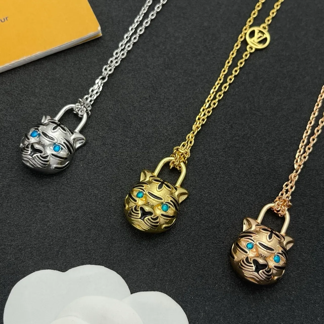 Louis Vuitton Lock Me Tiger Gold-Tone Padlock Pendant Necklace 3