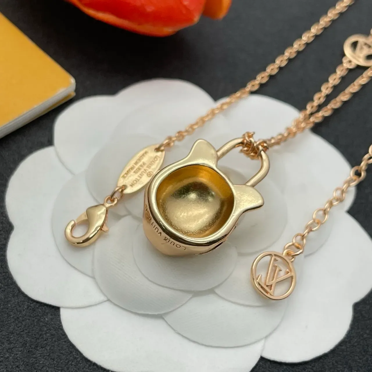 Louis Vuitton Lock Me Tiger Gold-Tone Padlock Pendant Necklace 4