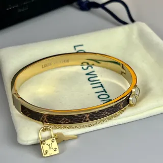 Louis Vuitton Lockit سوار ذهبي بني Monogram Canvas سوار