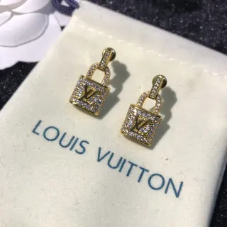 Louis Vuitton Lockit Pavé Crystal Gold-Tone Earrings