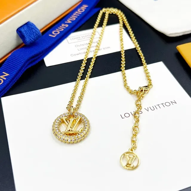 Louis Vuitton Louise By Night Gold-Tone Pavé Crystal Monogram Necklace 5