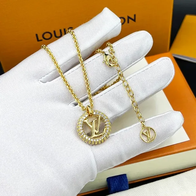 Louis Vuitton Louise By Night Gold-Tone Pavé Crystal Monogram Necklace 6