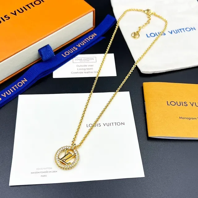 Louis Vuitton Louise By Night Gold-Tone Pavé Crystal Monogram Necklace 7