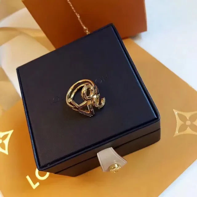 Louis Vuitton Love Gold Black Cursive Charm Fine Chain Link Bracelet 8