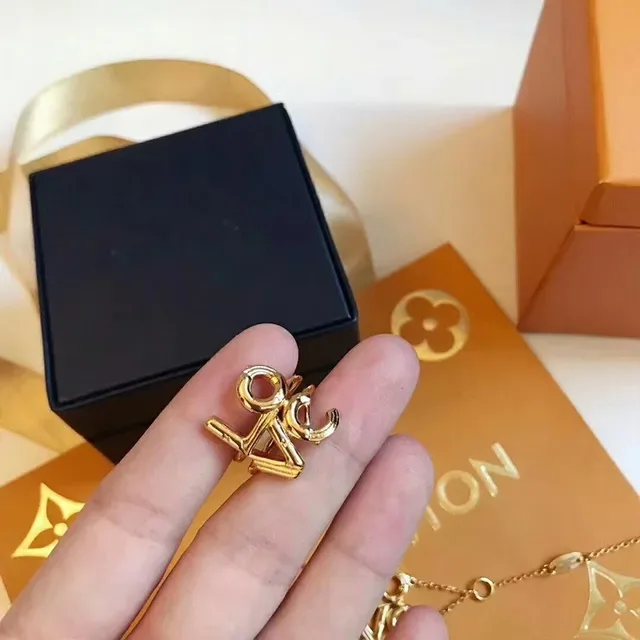 Louis Vuitton Love Gold Black Cursive Charm Fine Chain Link Bracelet 9