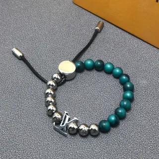 Louis Vuitton LV Pulsera de Cuentas Verde Azulado y Plata