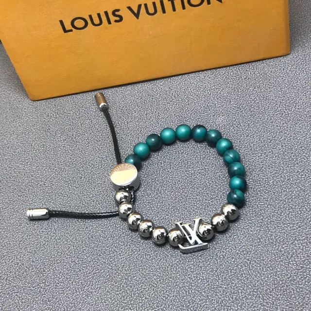 Louis Vuitton LV Pulseira de Miçangas Verde Azulado e Prata 3